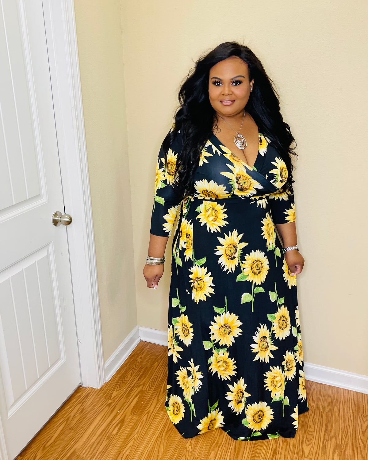 Black Sunflower Plus Maxi Dress