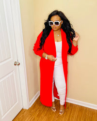 Red Long Cardigan