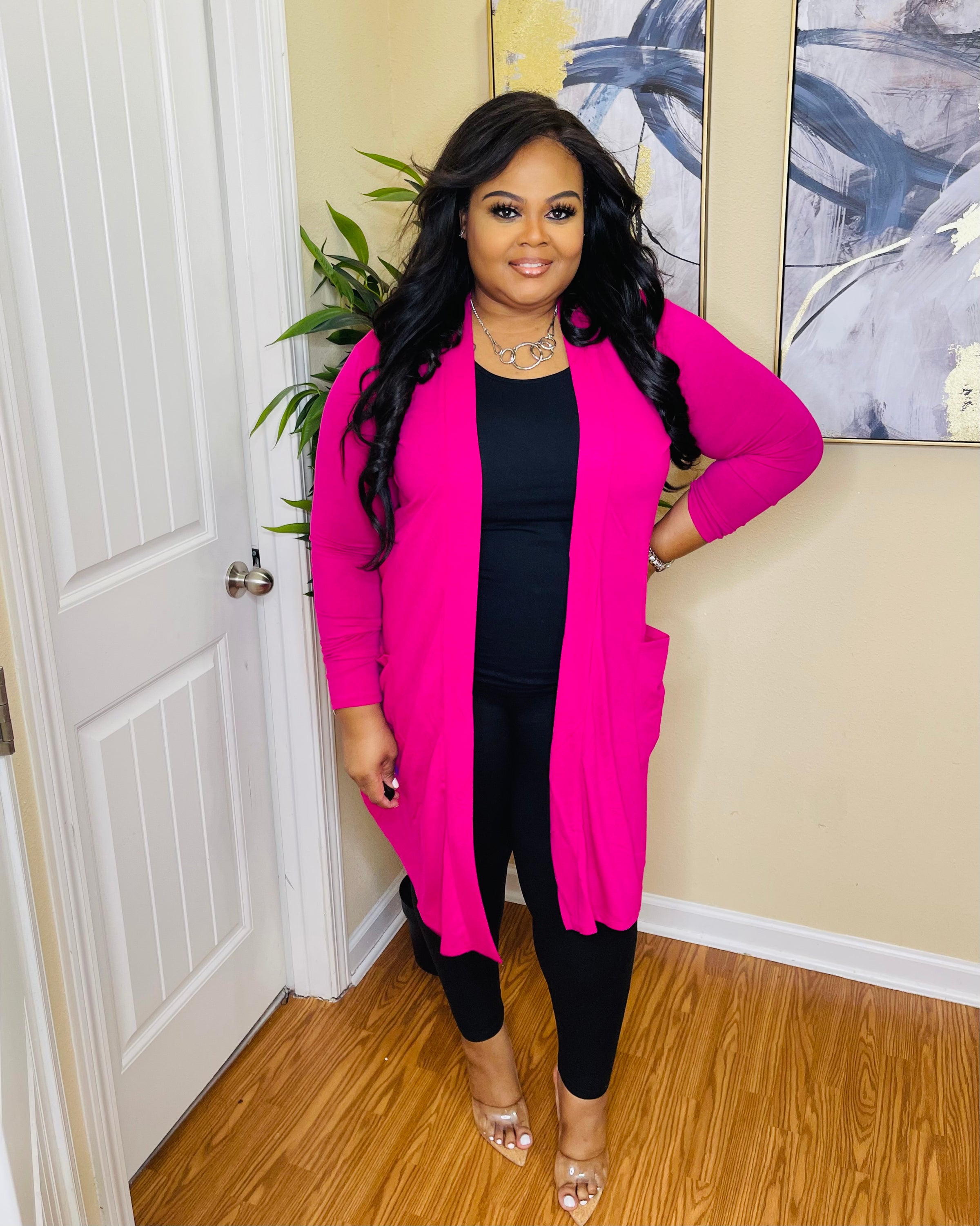 Magenta Plus Slouchy Cardigan