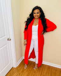 Red Long Cardigan