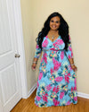 Mint  Floral Plus Maxi Dress