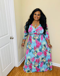 Mint  Floral Plus Maxi Dress
