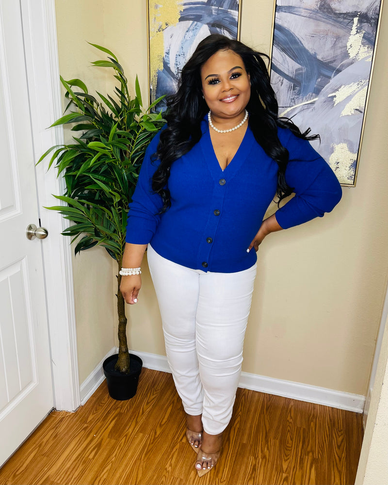 Bright Blue Plus Sweater Cardigan