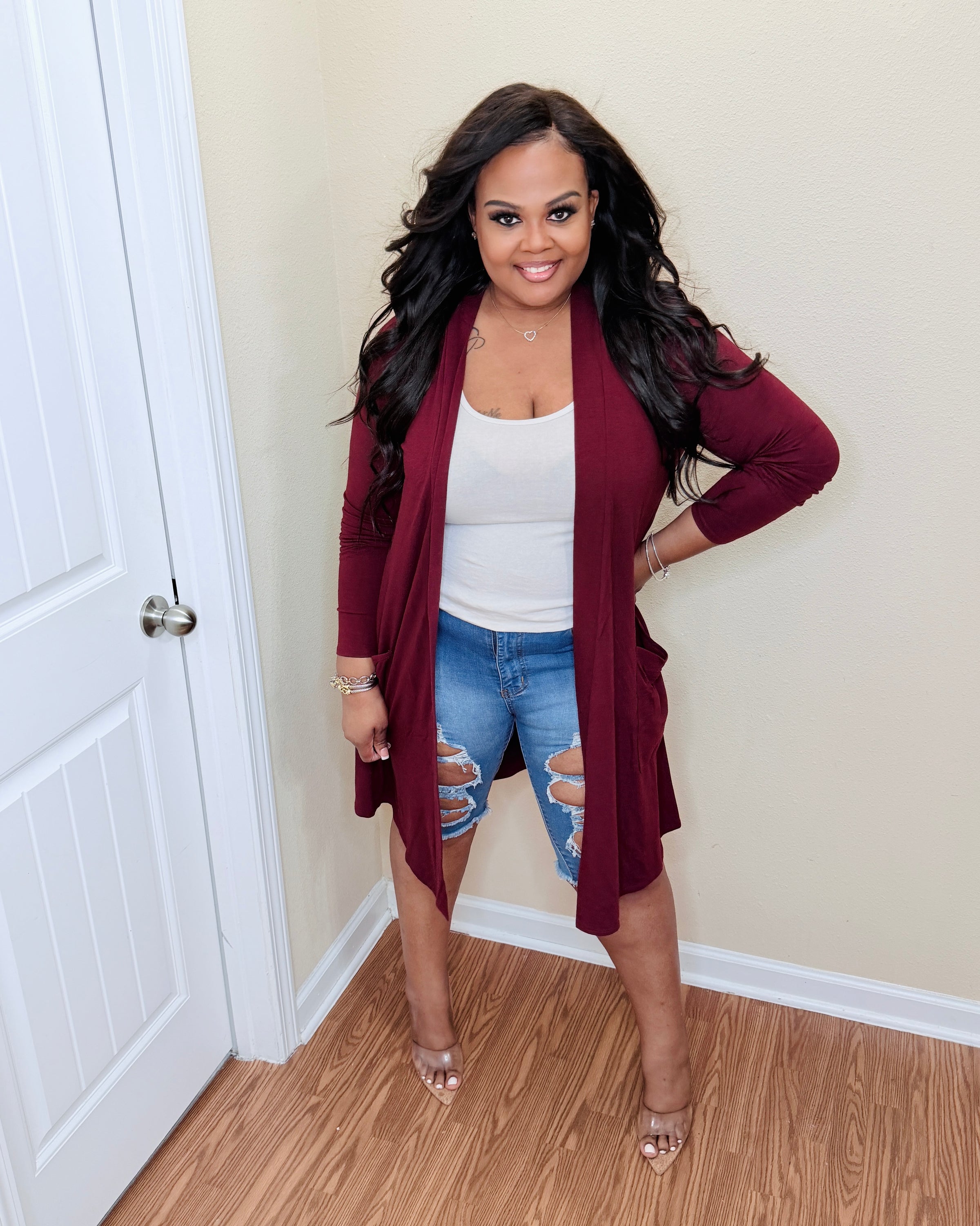 Dark Burgundy Slouchy Cardigan