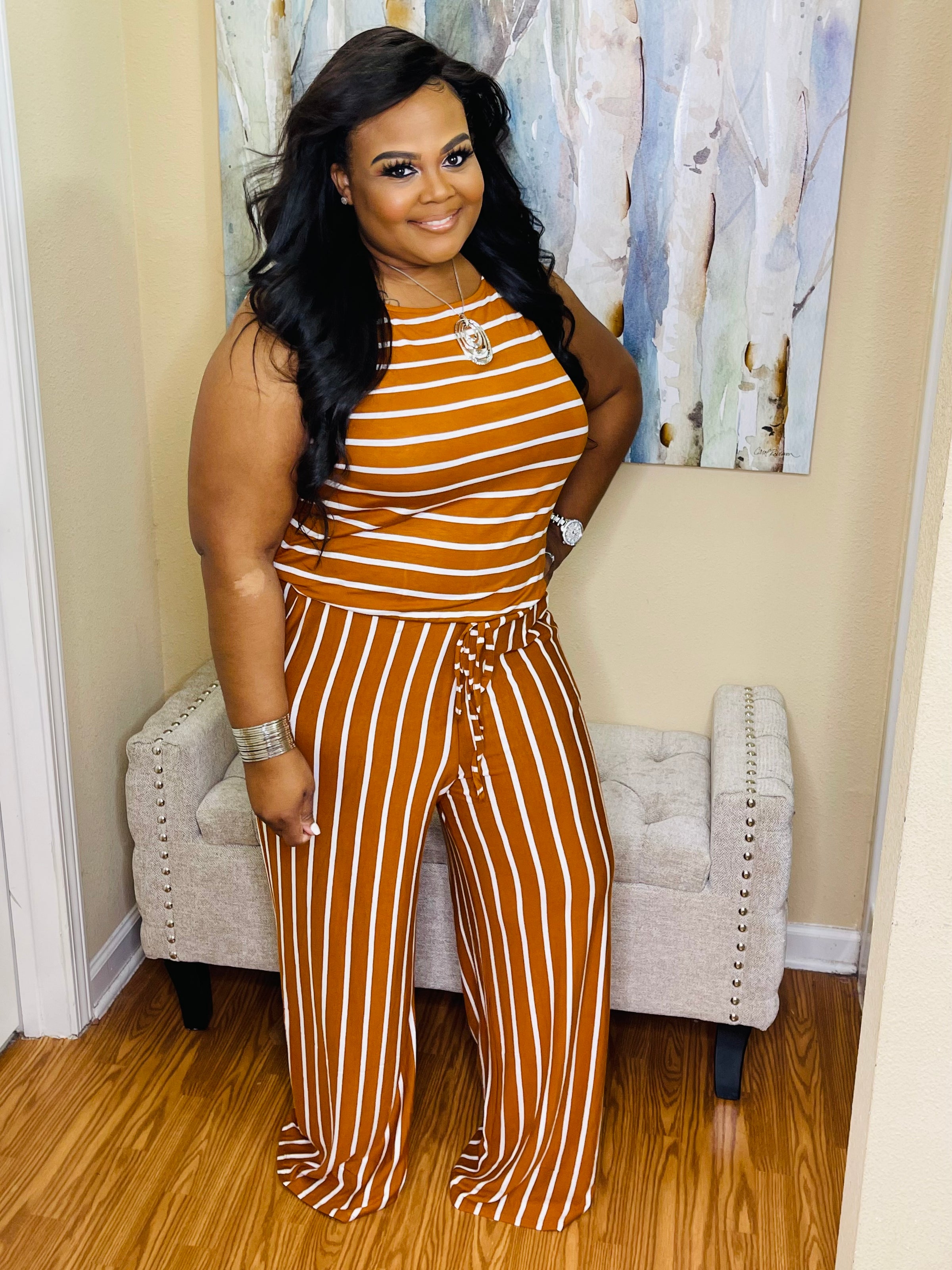 Almond/Ivory Short Sleeve Jumpsuit