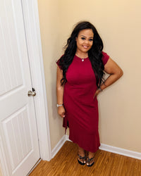 Cabernet Round Neck SS Midi Dress