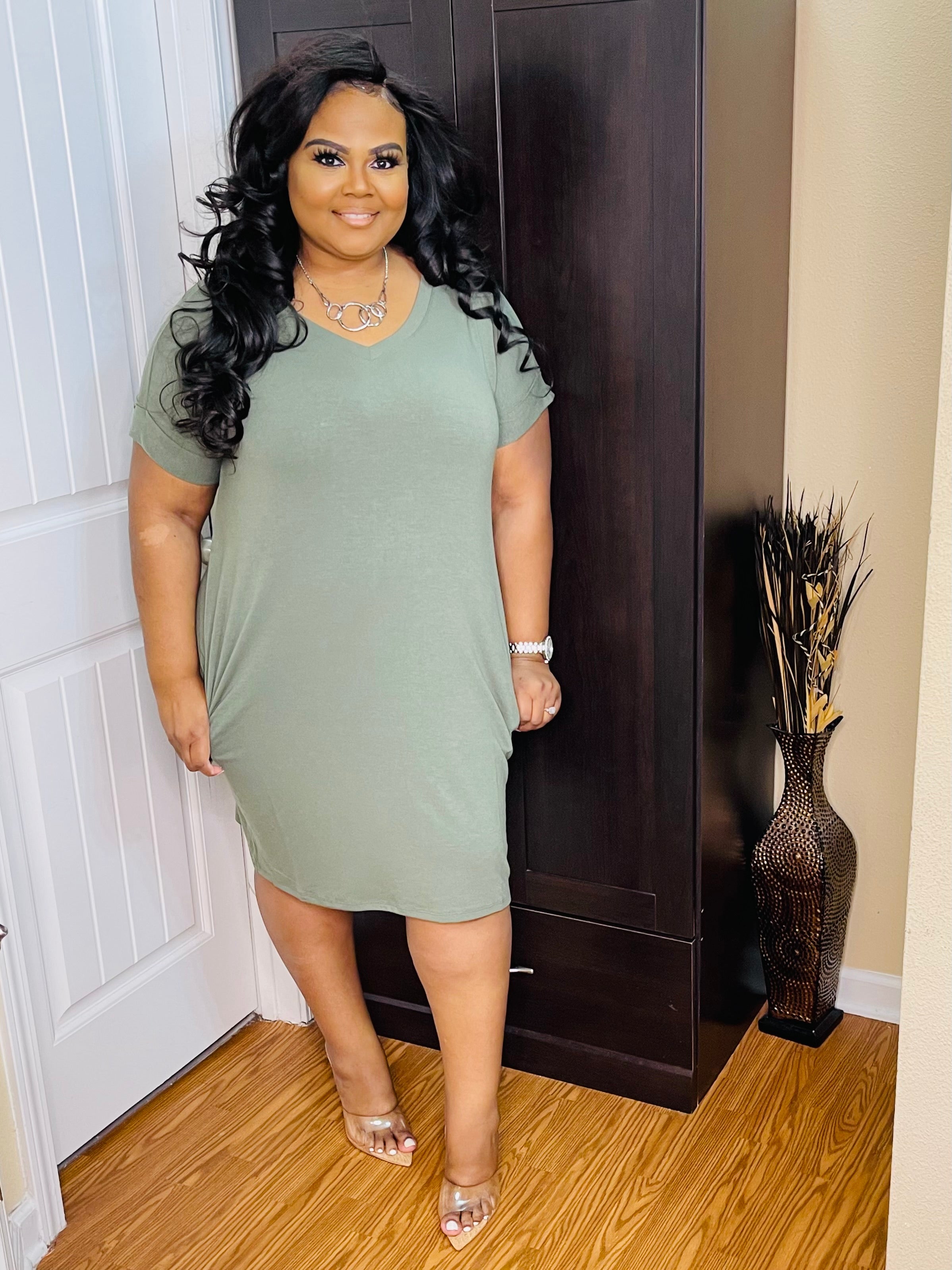 Lt. Olive Plus T-Shirt Dress