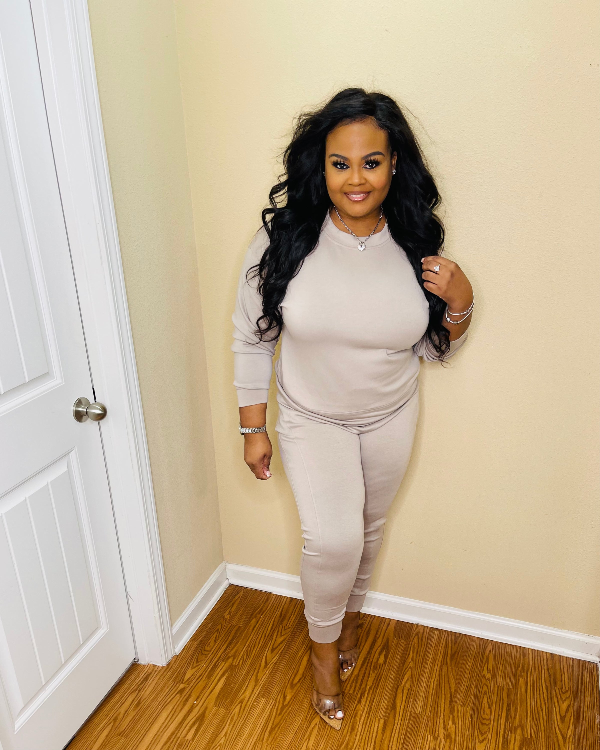 Ash Mocha Crewneck Jogger Set