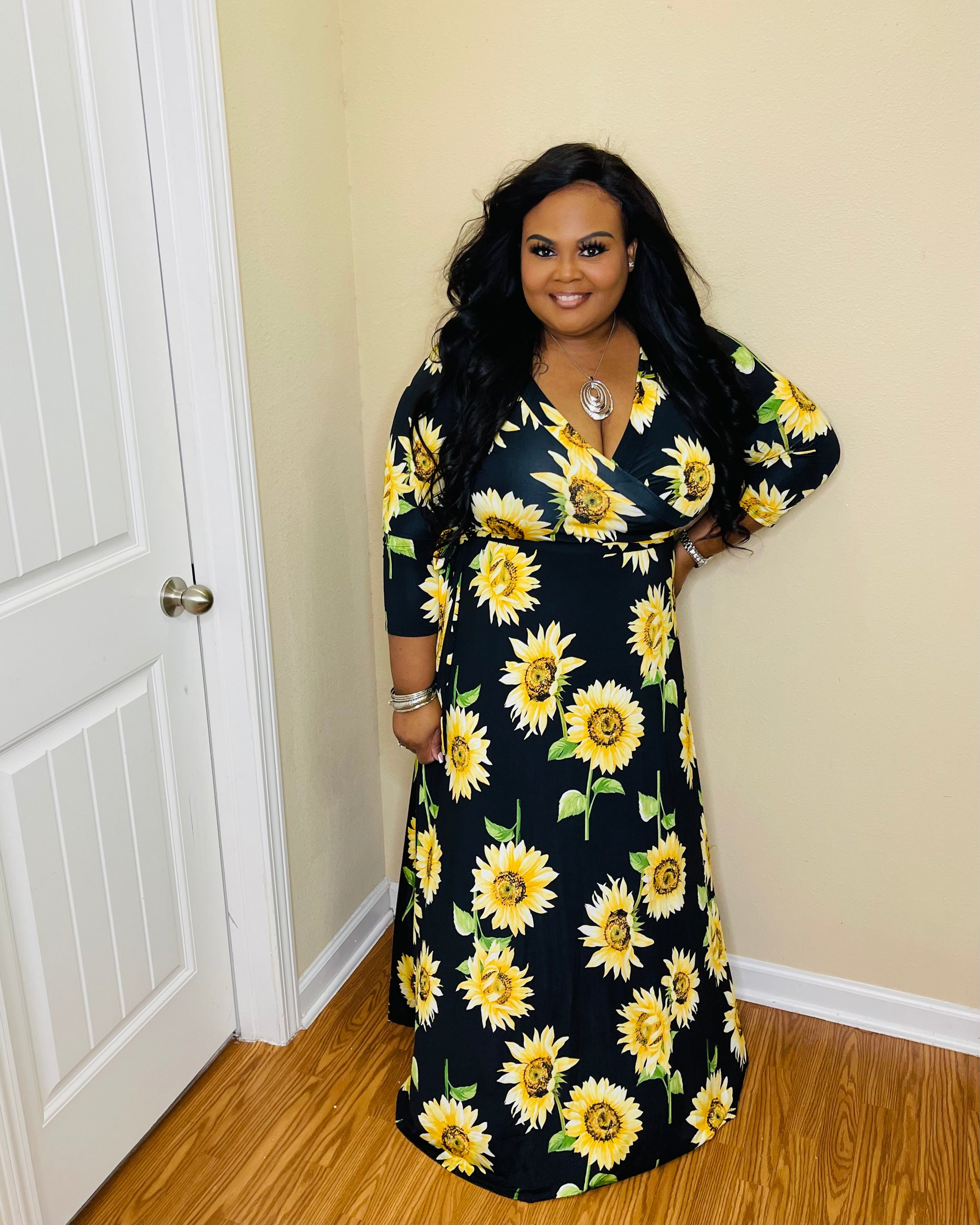 Black Sunflower Plus Maxi Dress