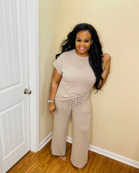 Ash Mocha washed slub pant set