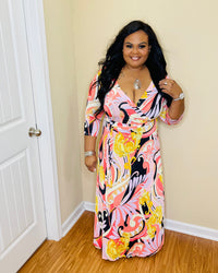 Black Swirl Plus Maxi Dress