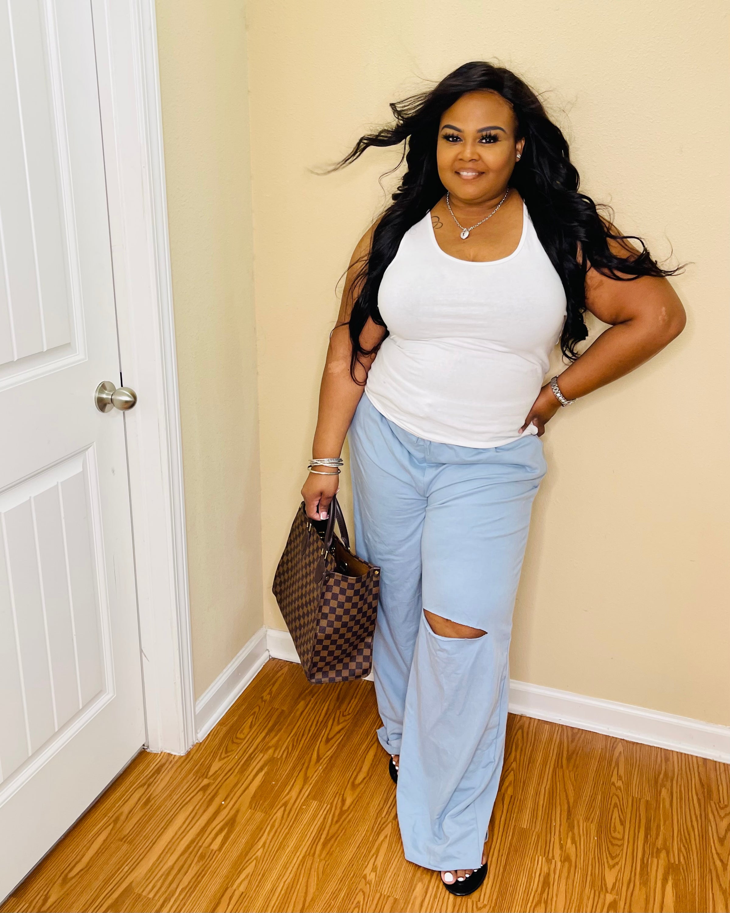 Ash Blue Plus French Terry Pants