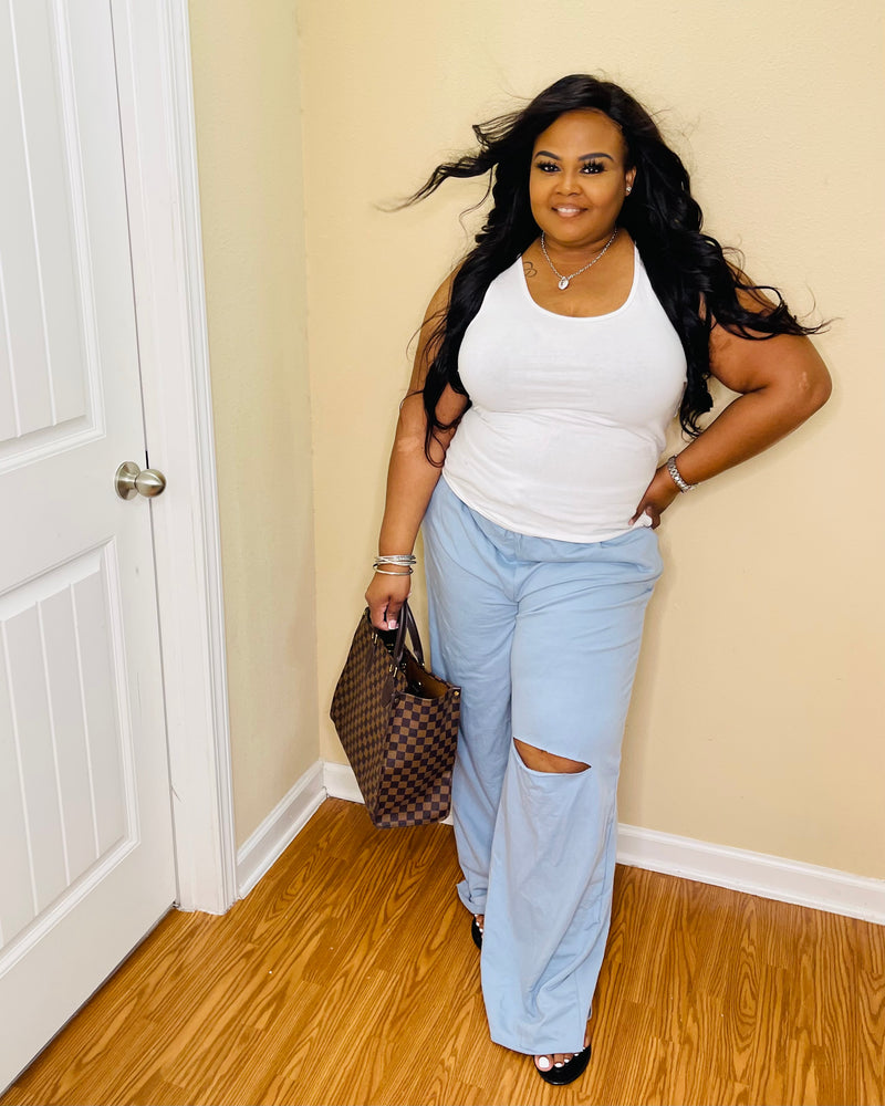 Ash Blue Plus French Terry Pants