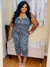Blue leopard sleeveless jumpsuit