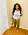 Olive Faux Leather Leggings