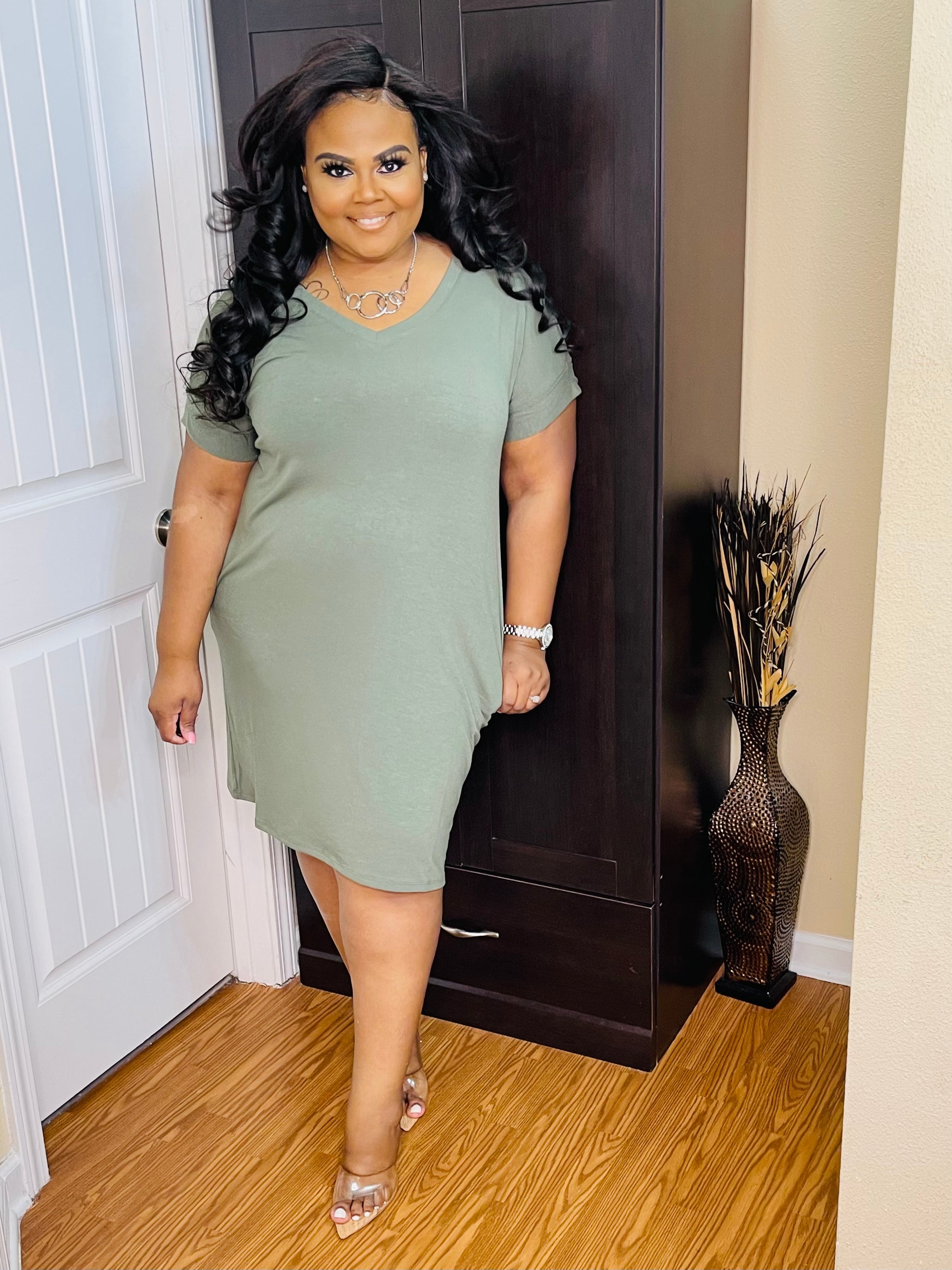 Lt. Olive Plus T-Shirt Dress