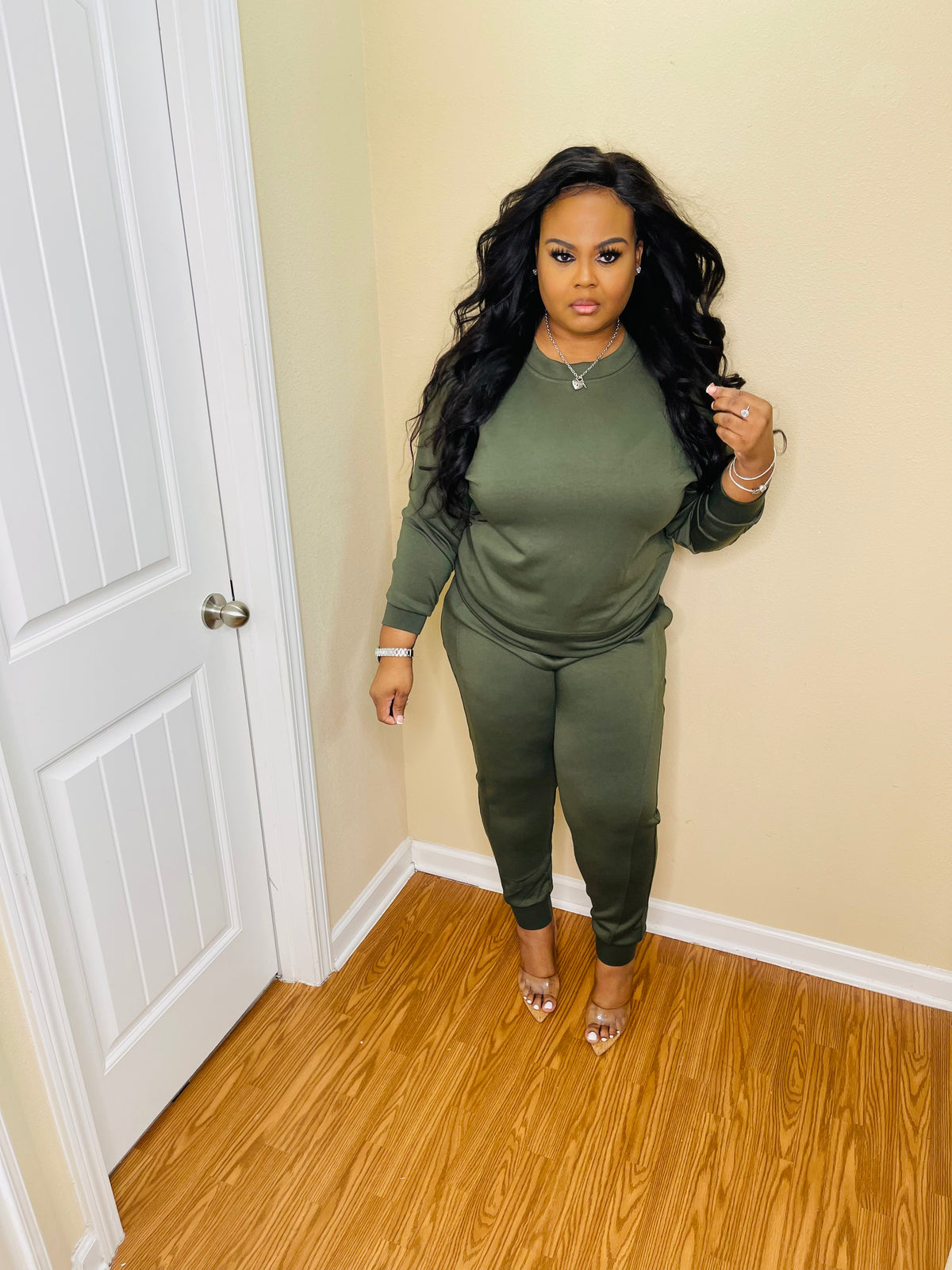 Dk. Olive Crewneck Jogger Set