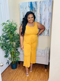 Golden mustard sleeveless jumpsuit