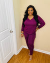 Eggplant V-Neck Plus Slit Set
