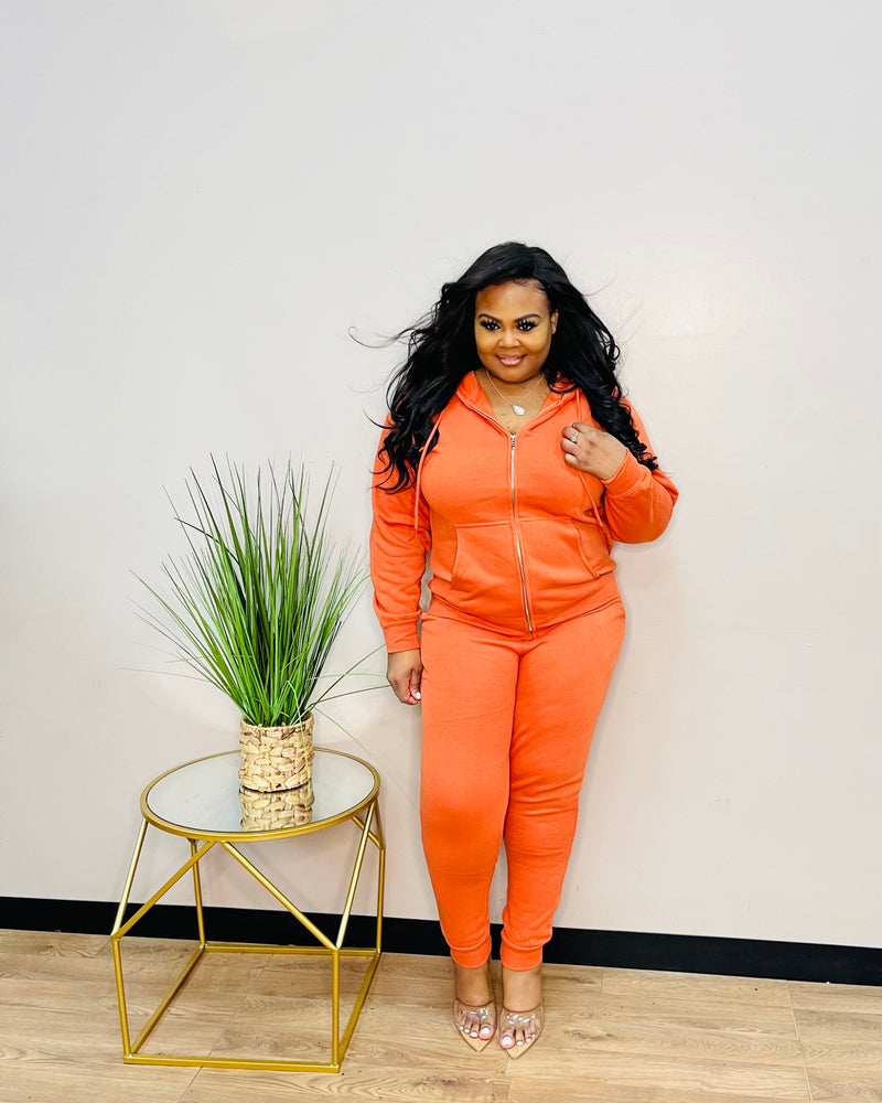 Dusty Orange Jogger Zip Set