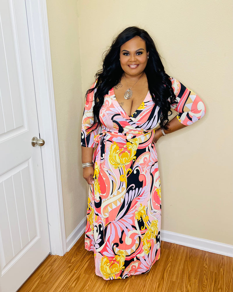 Black Swirl Plus Maxi Dress