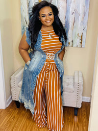 Almond/Ivory Short Sleeve Jumpsuit