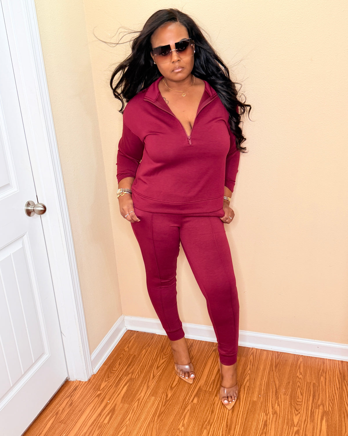 Cabernet half zip pullover set