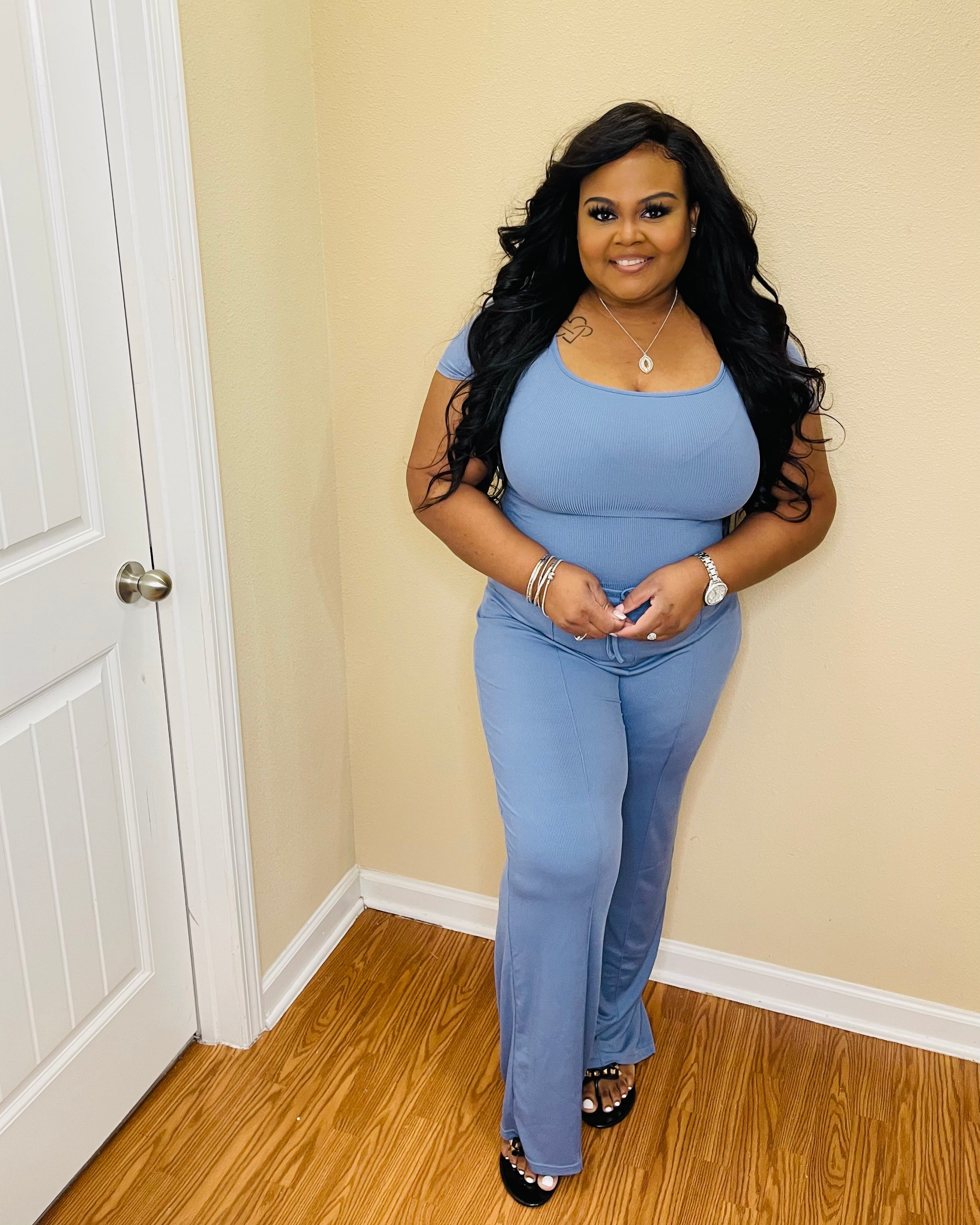 Blue 2pc Ribbed Set