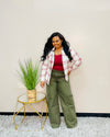 Dk Olive Stone washed wide leg Pant