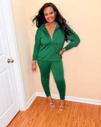 Dk Green Scuba half zip pullover set