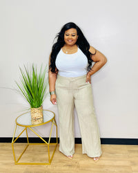 Khaki Linen wide leg pants