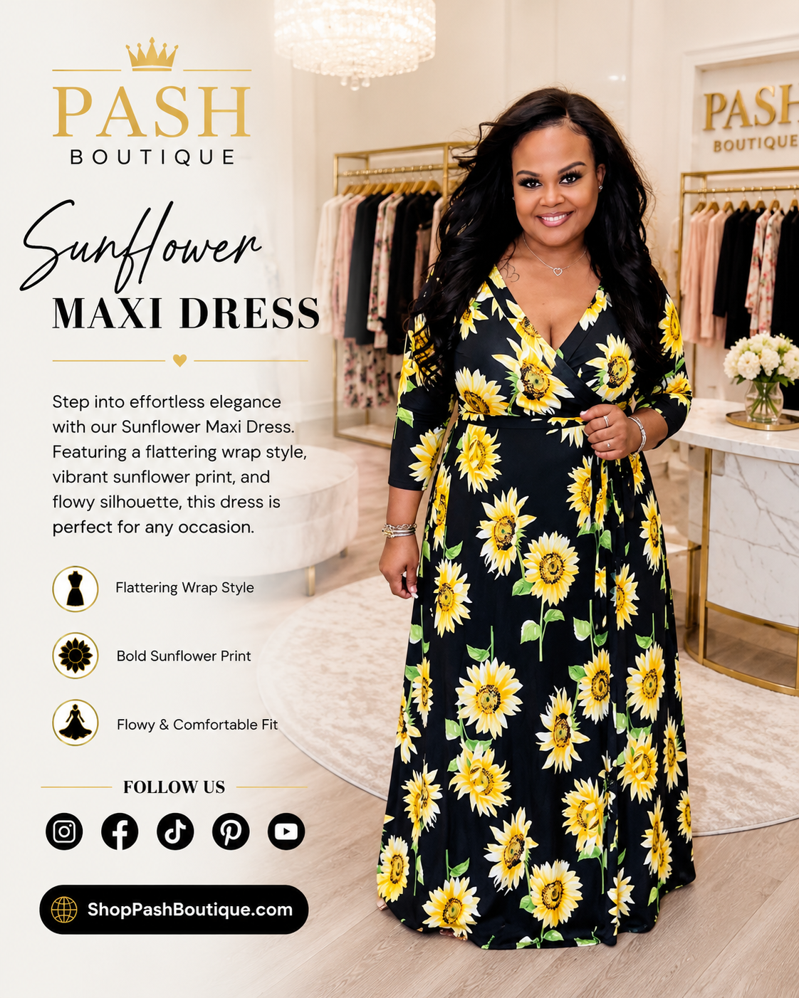 Black Sunflower Plus Maxi Dress