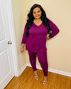 Eggplant V-Neck Plus Slit Set