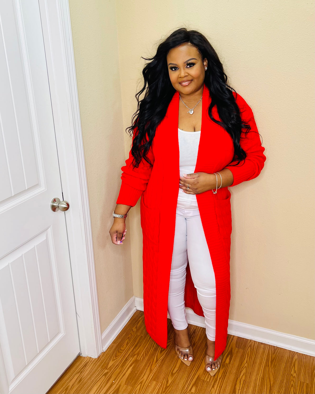 Red Long Cardigan