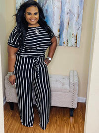 Black/Ivory Short Sleeve Jumpsuit