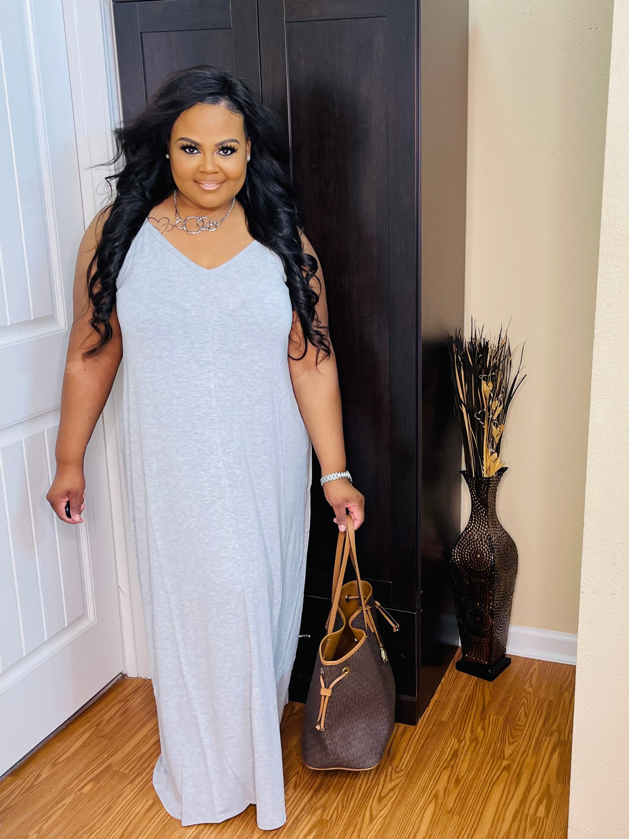 Heather Grey Plus Strap Maxi Dress