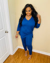 Lt. Navy V-Neck Plus Slit Set