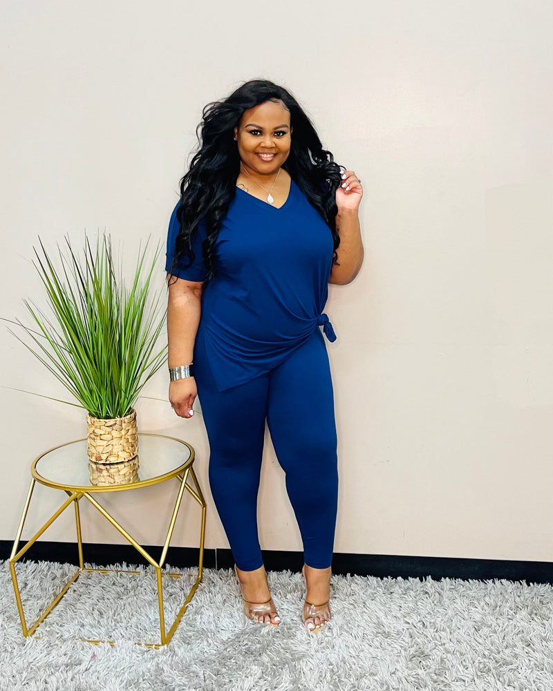 Light Navy V-Neck Lounge Set