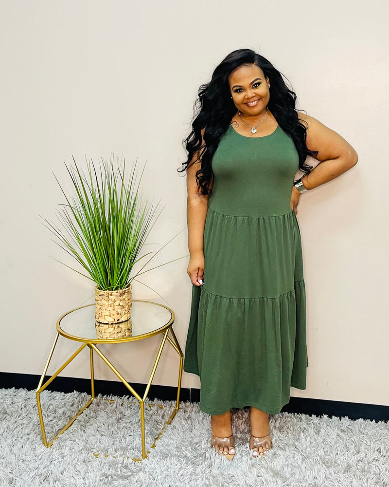 Army Green Plus Tiered SS Maxi