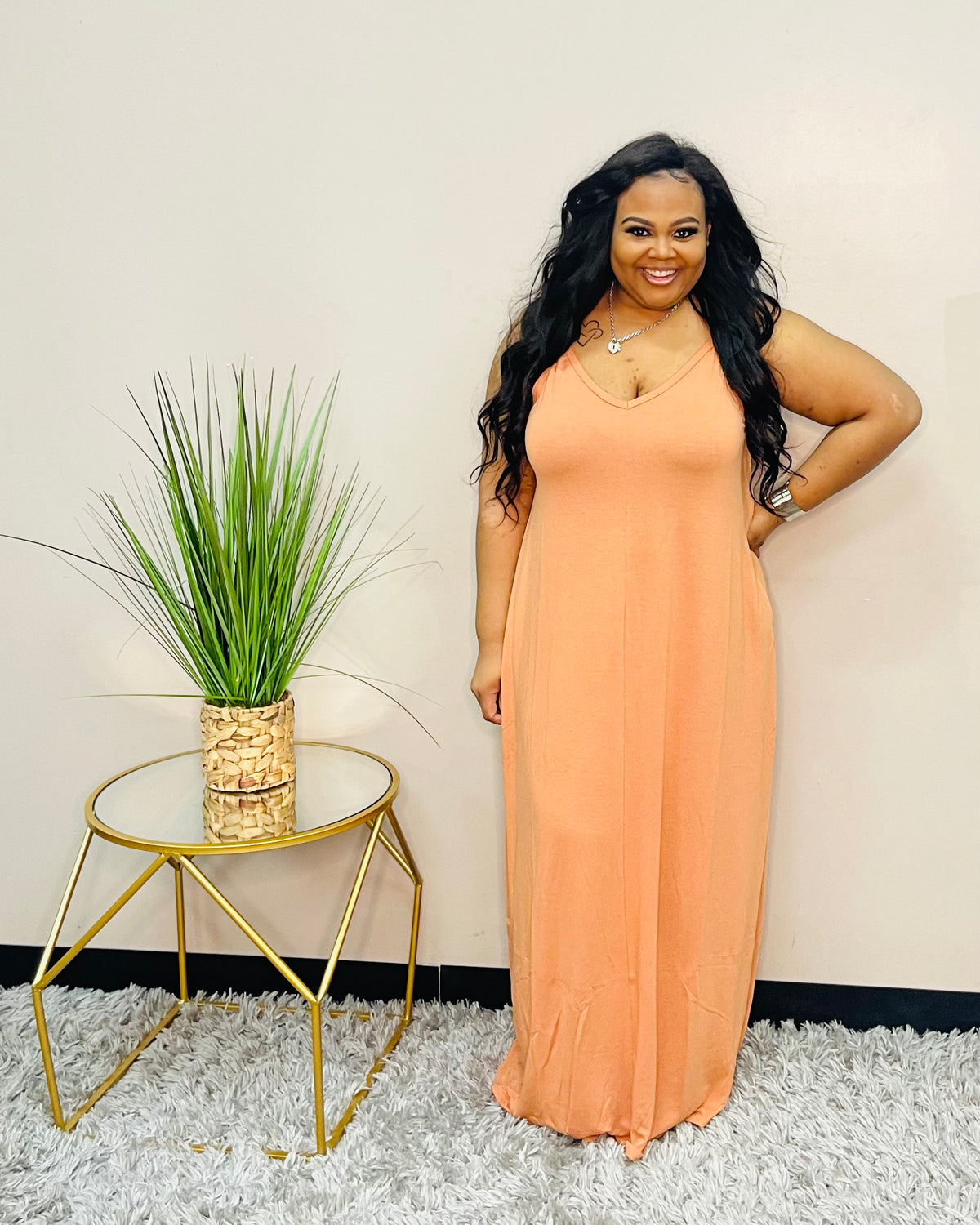 Butter Orange Plus Strap Maxi Dress