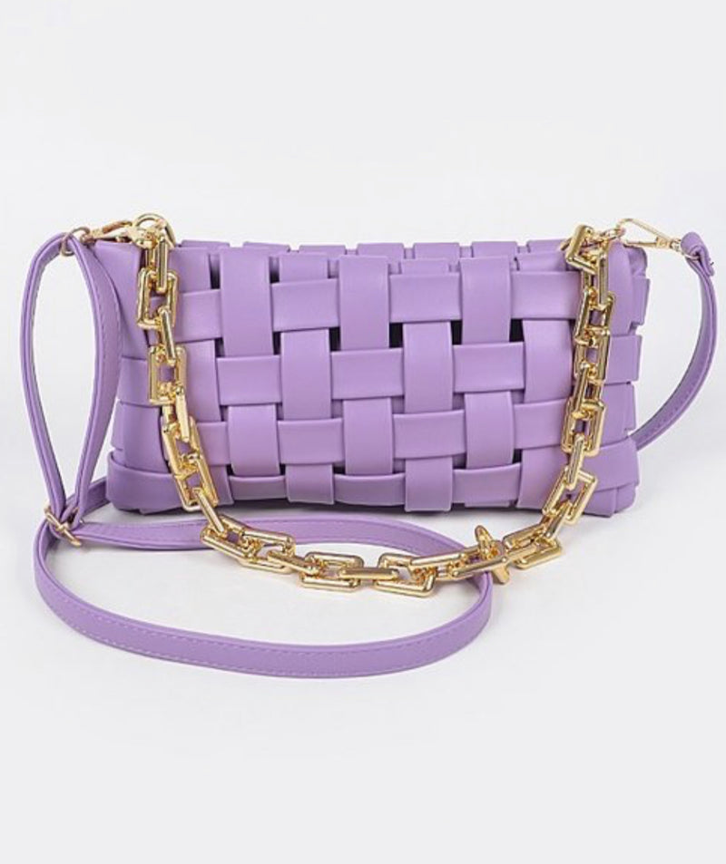 Lavender Braided Chain Crossbody Bag