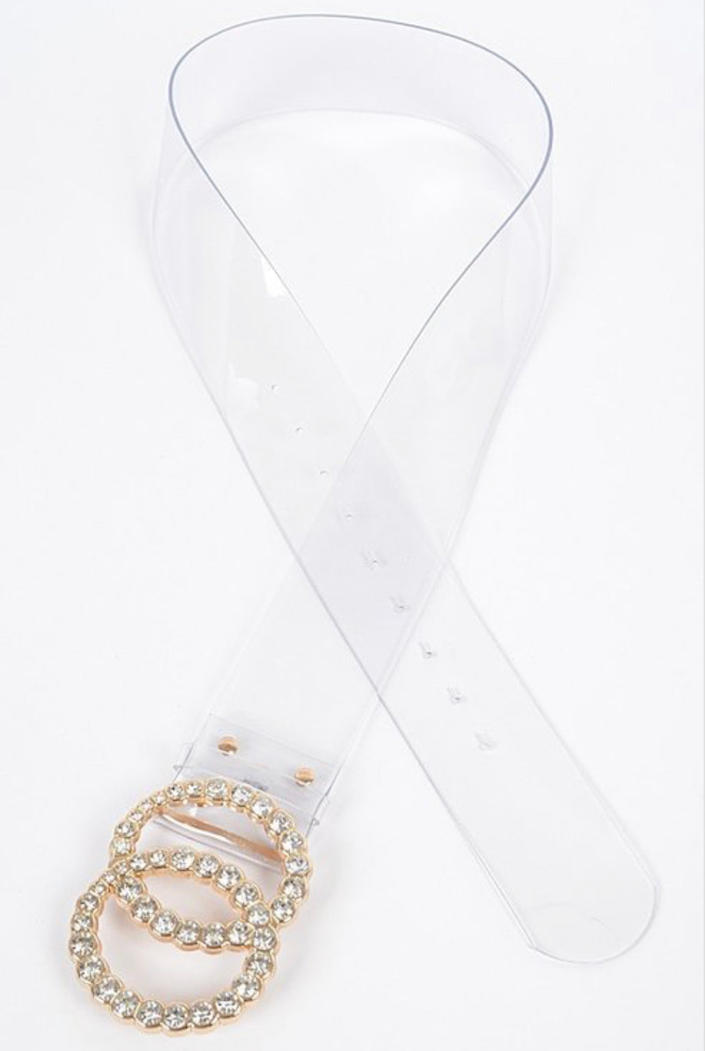 Clear/Gold Stone Buckle Transparent Belt