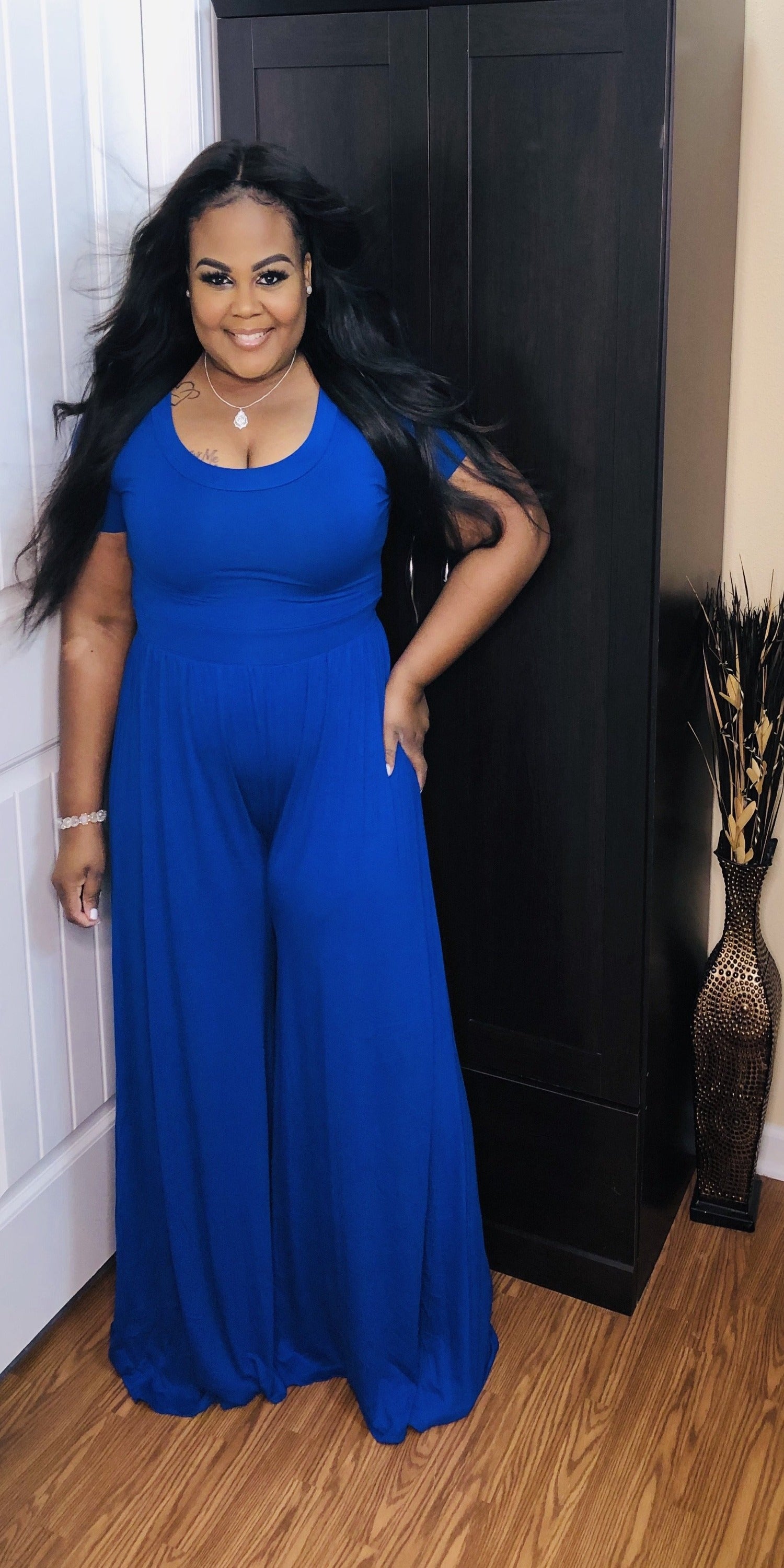 Royal Blue wide leg Jumpsuit - PASH BOUTIQUE