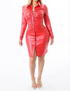 Red Faux Leather Dress