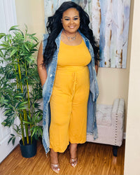 Golden mustard sleeveless jumpsuit