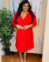 Red Knee Length Maxi Dress