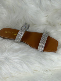 Silver Double Strap Sandals - PASH BOUTIQUE 