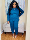 Teal Long sleeve set w/pockets